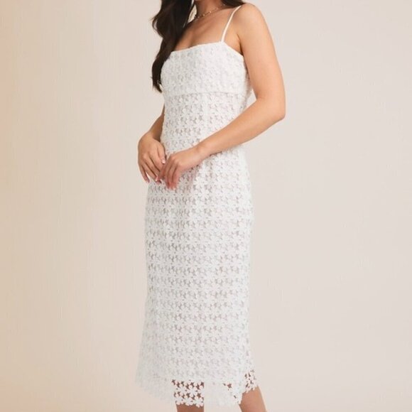 TAKE YOU THERE WHITE LACE MIDI DRESS - Picture 3 of 3